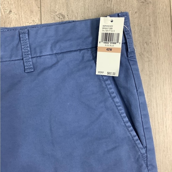 Men's IZOD Saltwater Blue 42 XL Khakis Chino Shorts Cotton Twill Stretch NWT - Picture 5 of 9